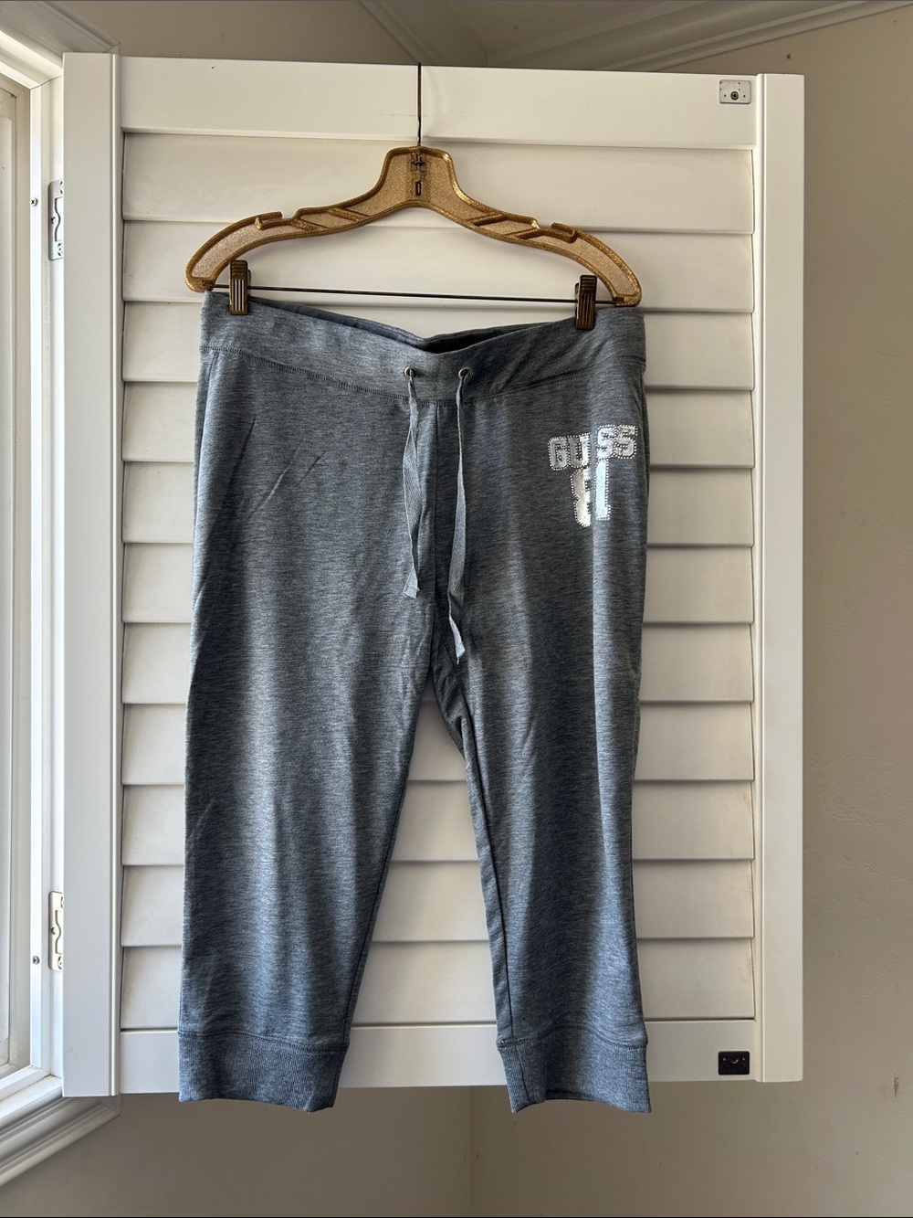 Guess Charcoal Grey Capri Sweatpants with Drawstring
